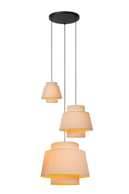 Express Levering Lucide TRIBUTE - Hanglamp - Ø 76 cm - 3xE27 - Beige