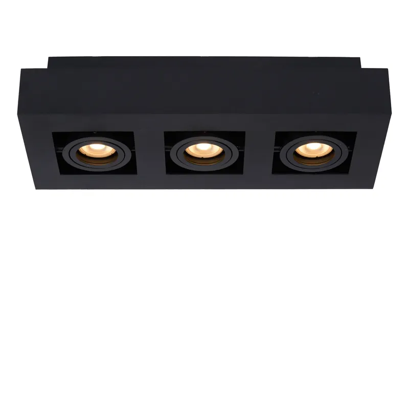 Lucide XIRAX - Plafondspot - LED Dim to warm - GU10 - 3x5W 2200K/3000K - Zwart Koopje