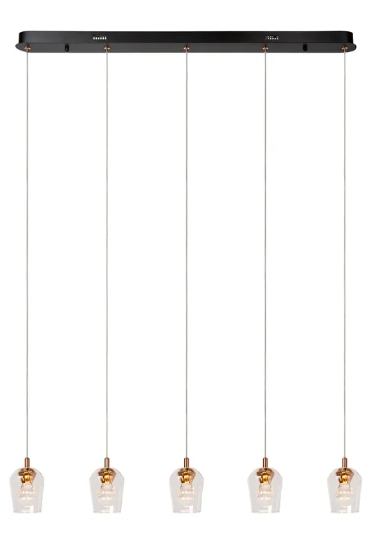 Lucide BERLIANE - Hanglamp - LED Dimb. - 5x4W 2700K - Met vervangbare LED-module - Transparant Essential Seizoensaanbieding