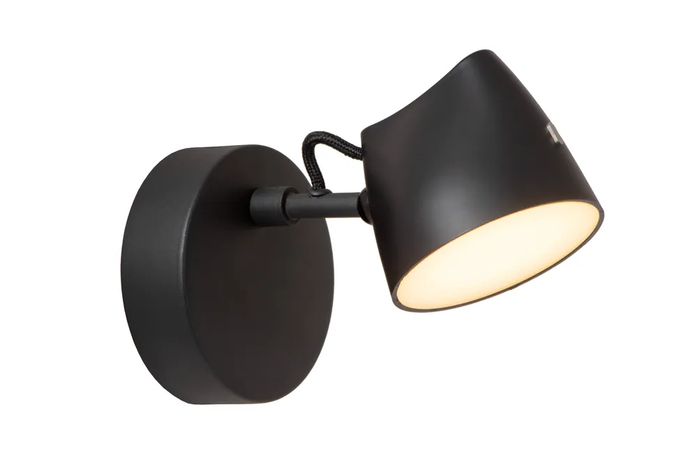 Lucide MILNE - Wandlamp - LED Dimb. - 1x8W 2700K - Zwart Rechtstreeks Van De Fabrikant
