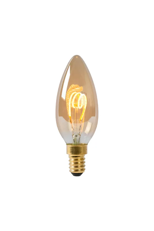 Lucide C35 - Filament lamp - Ø 3,5 cm - LED Dimb. - E14 - 1x3W 2200K - Amber Exclusieve Aanbieding