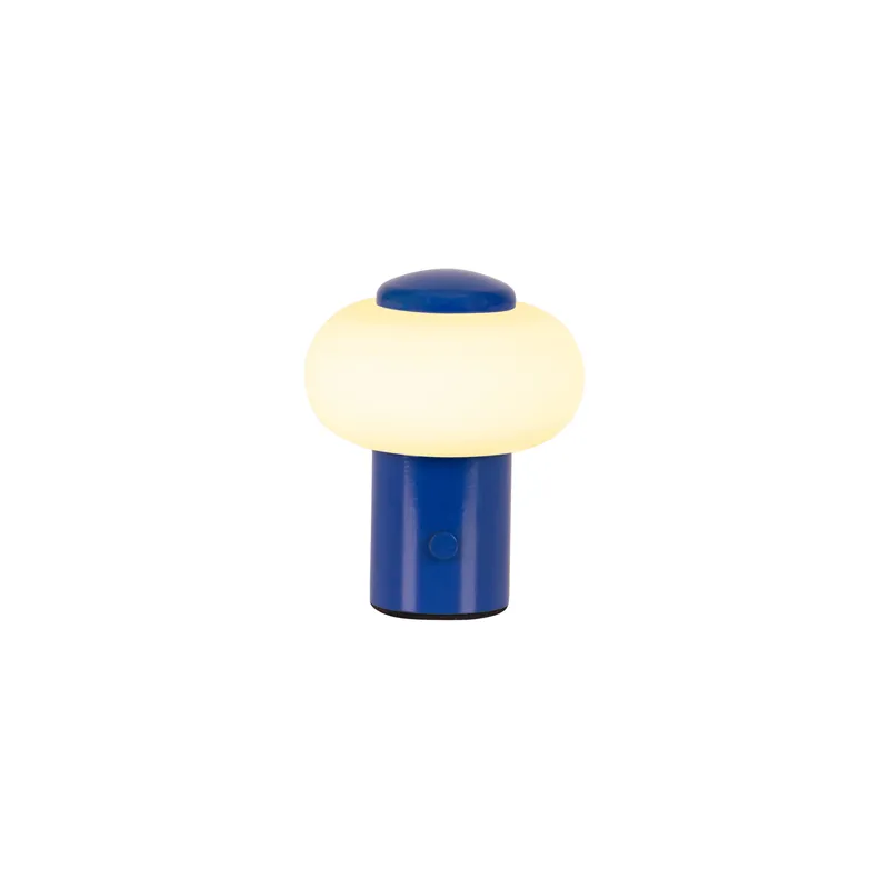 Lucide GUSTAV - Oplaadbare Tafellamp - Accu/Batterij - Ø 8 cm - LED Dimb. - 1x0,8W 2700K - Blauw Gratis Retour