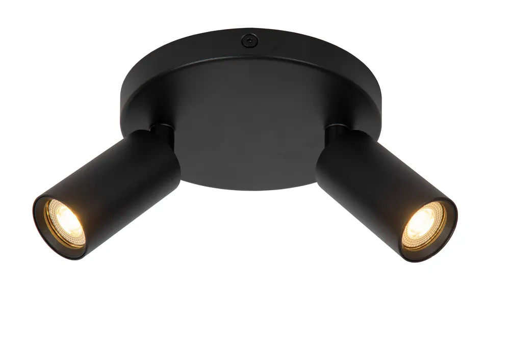 Lucide RITMO - Plafondspot - Ø 15 cm - 2xGU10 (MR11) - Zwart Snelle Levering