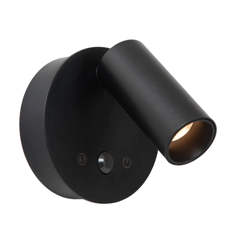 Fabrieksprijs Lucide TONI - Oplaadbare Wandspot / Wandlamp - Accu/Batterij - Ø 8,1 cm - LED Dimb. - CCT - 1x2W 2700K/4000K - Bewegingssensor (uitschakelbaar) - Magnetisch - Zwart