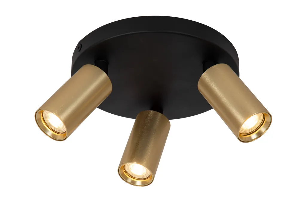 Lucide RITMO - Plafondspot - Ø 18 cm - 3xGU10 (MR11) - Mat Goud / Messing Exclusieve Aanbieding