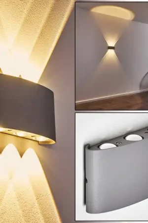 Abaiang Buiten muurverlichting LED Zilver, 6-lichts Snelle Levering