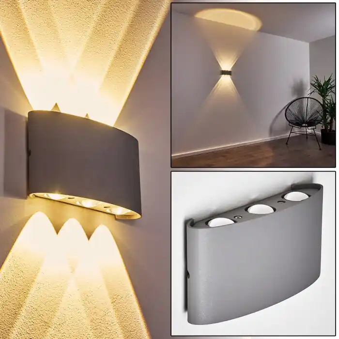 Abaiang Buiten muurverlichting LED Zilver, 6-lichts Snelle Levering