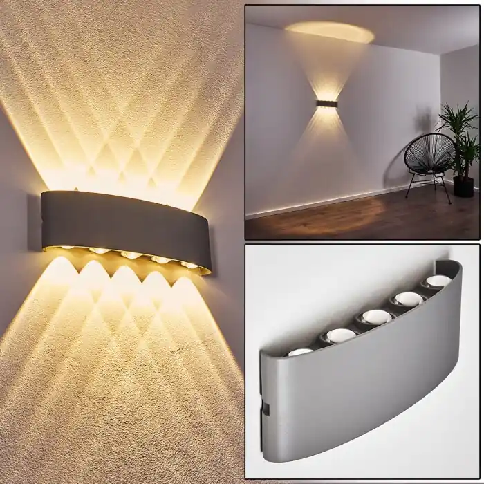 Abaiang Buiten muurverlichting LED Zilver, 10-lichts Beperkt Aanbod