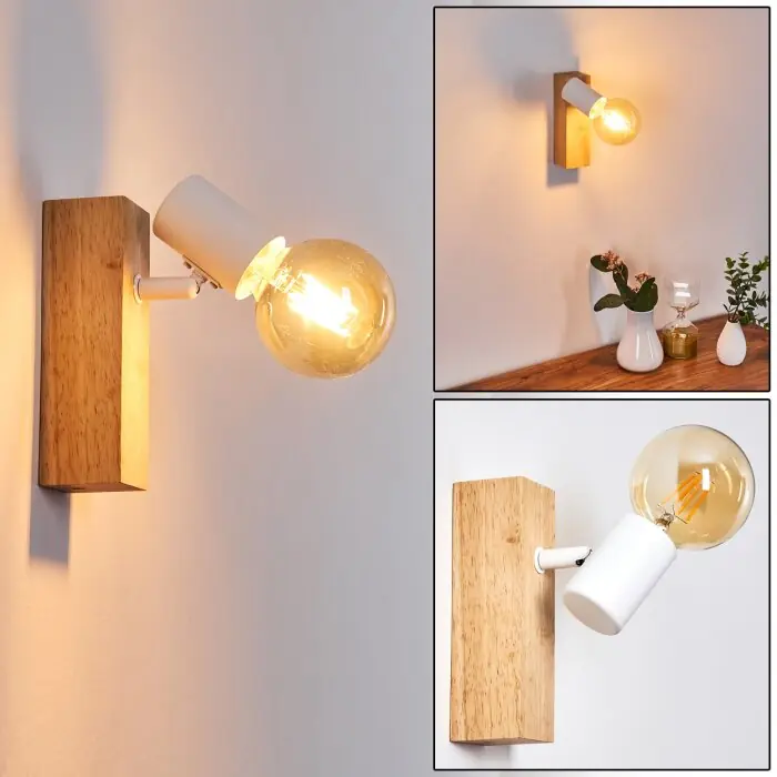 Exclusieve Aanbieding Barbengo Muurlamp Hout licht, Wit, 1-licht