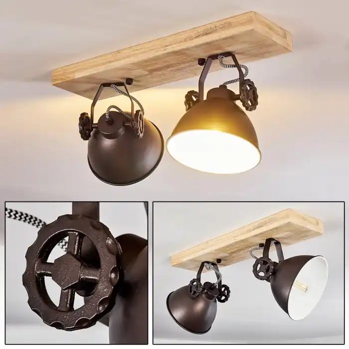 Veilige Betaling Svanfolk Plafondlamp Bruin, Zwart, Wit, 2-lichts