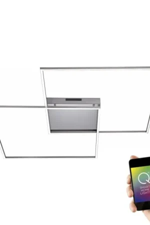 Exclusieve Aanbieding Paul Neuhaus Q-Inigo Plafondlamp LED roestvrij staal, 2-lichts, Afstandsbediening