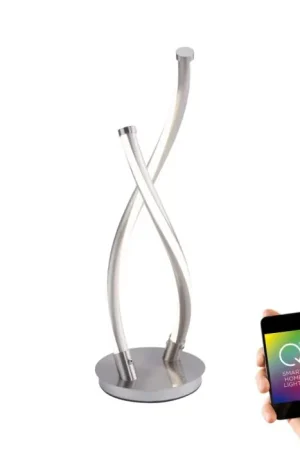 Speciale Aanbieding Paul Neuhaus Q-MALINA Tafellamp LED roestvrij staal, 2-lichts, Afstandsbediening