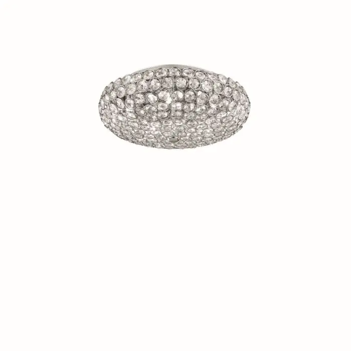 Merkproduct Ideallux KING Plafondlamp Chroom, Kristaloptiek, 5-lichts