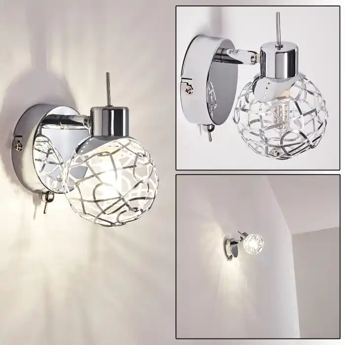 Kalipuro Muurlamp Chroom, 1-licht Goedkoop