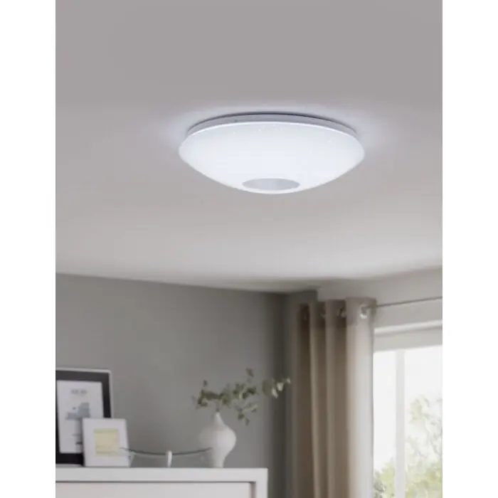 Hoge Kwaliteit Eglo VOLTAGO 2 Plafondlamp LED Kristaloptiek, Wit, 1-licht, Afstandsbediening