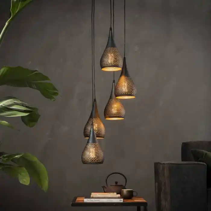 EGMOND Hanger Bruin, Zwart, 5-lichts Shop Nu