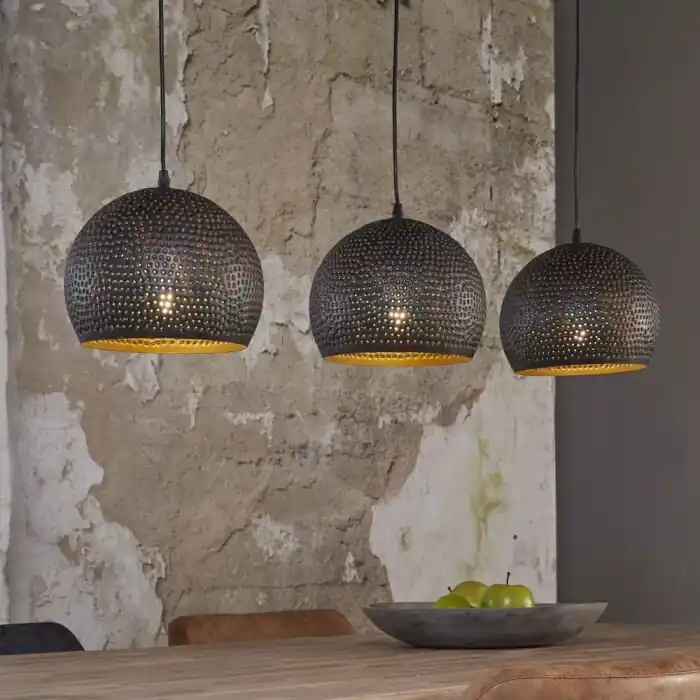 Fabrieksprijs Wildervanksterdallen Hanglamp Bruin, Zwart, 3-lichts