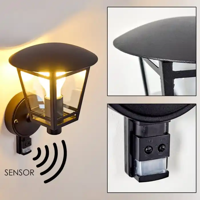 Shop Nu Siera Buiten muurverlichting Zwart, 1-licht, Bewegingsmelder