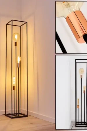 Yuhigaoka Staande lamp Koperkleurig, Zwart, 3-lichts Shop Nu