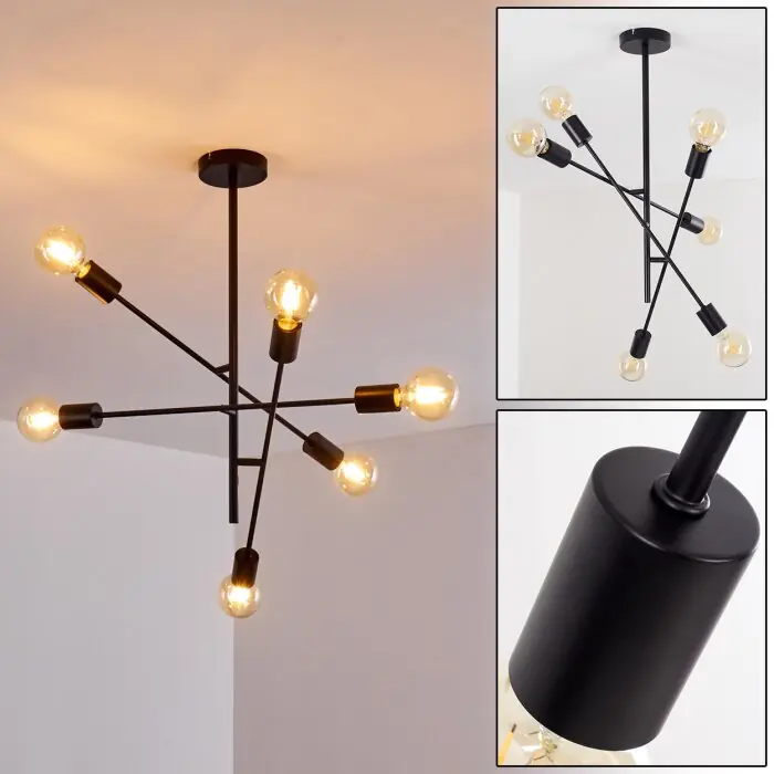 Nieuw Bogno Plafondlamp Zwart, 6-lichts