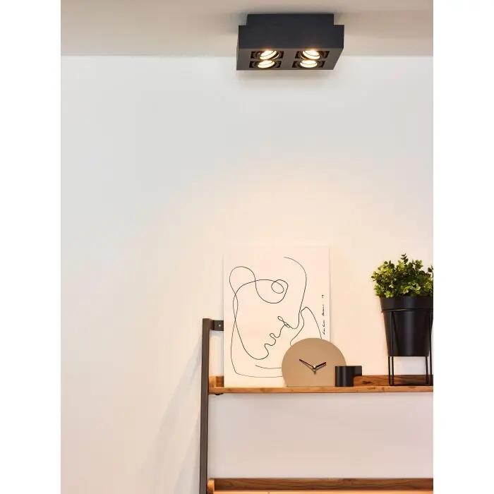 Laatste Versie Lucide XIRAX Plafond spot LED Zwart, 4-lichts