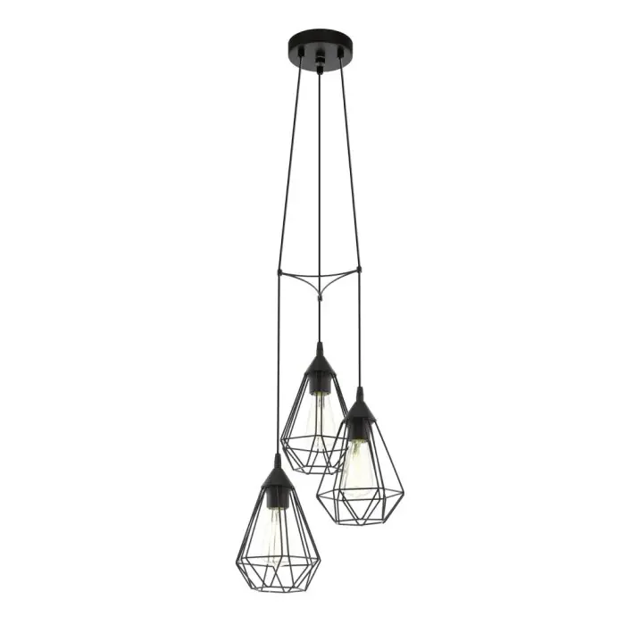 Op = Op Eglo TARBES Hanglamp Zwart, 3-lichts