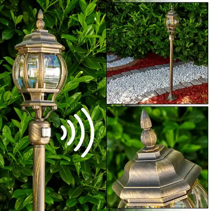 Nu Kopen Lentua Buiten staande lamp Bruin, Goud, 1-licht, Bewegingsmelder