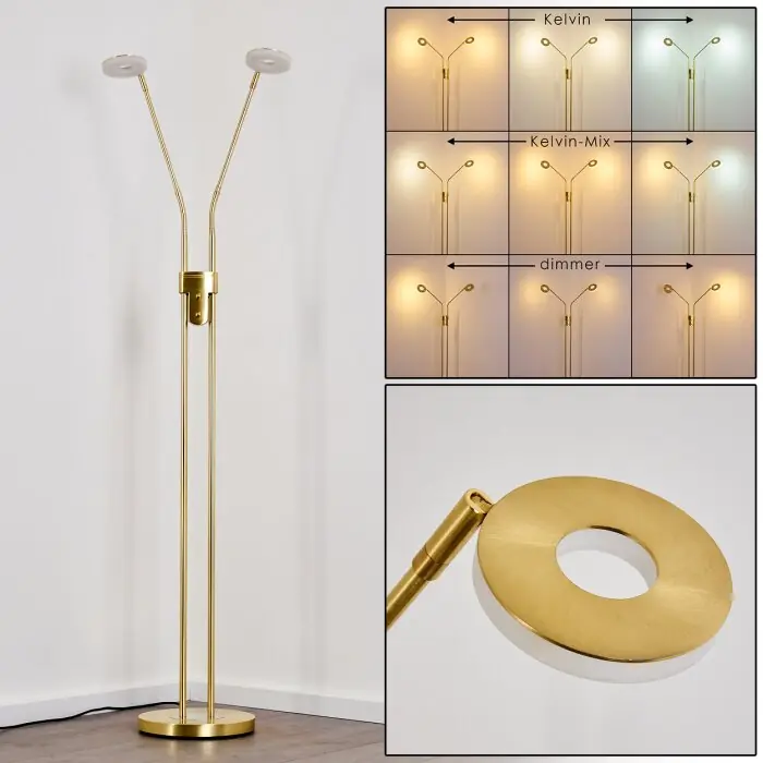 Aanbieding Gulkana Staande lamp LED Goud, 2-lichts