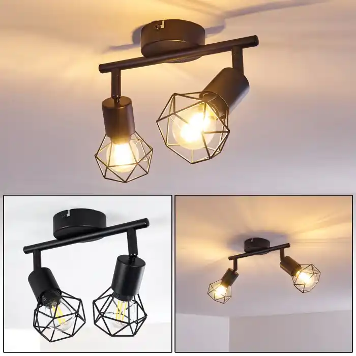 Hete Deal Baripada Plafondlamp Zwart, 2-lichts