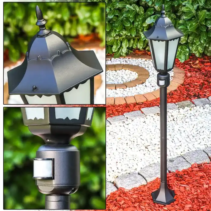 Hoge Kwaliteit Hongkong Frost Buiten staande lamp Zwart, Bewegingsmelder