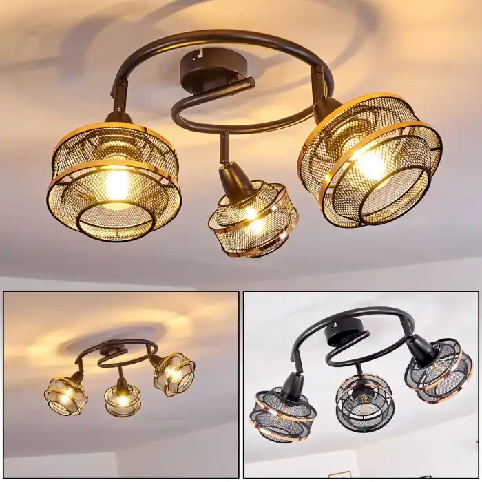 Limassol Plafondlamp Zwart, 3-lichts Lage Prijs
