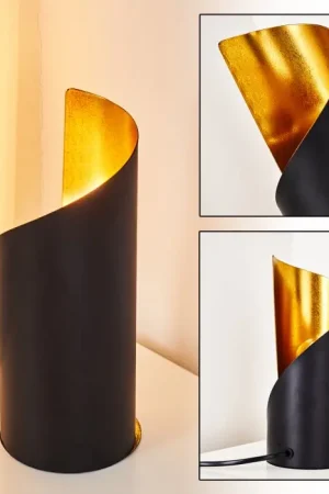 Yahuma Tafellamp Zwart-Goud, 1-licht Nieuw
