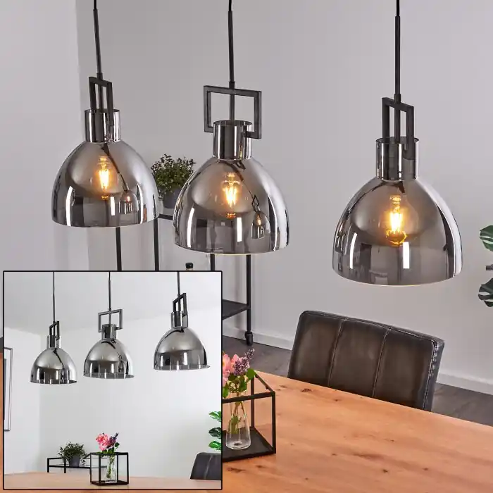 Buzova Hanglamp Grijs, Zwart, 3-lichts Speciale Aanbieding