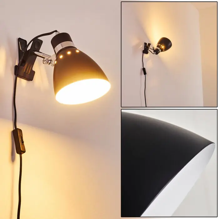 Snelle Levering Stranderott Klemlamp Chroom, Zwart, 1-licht