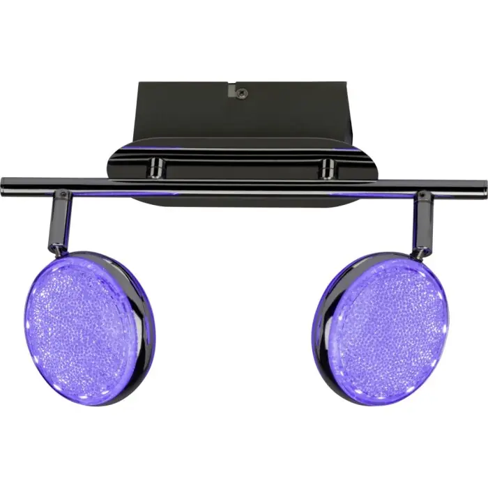 Gecertificeerd Brilliant Cassy Plafond spot LED Chroom, 2-lichts, Afstandsbediening, Kleurwisselaar
