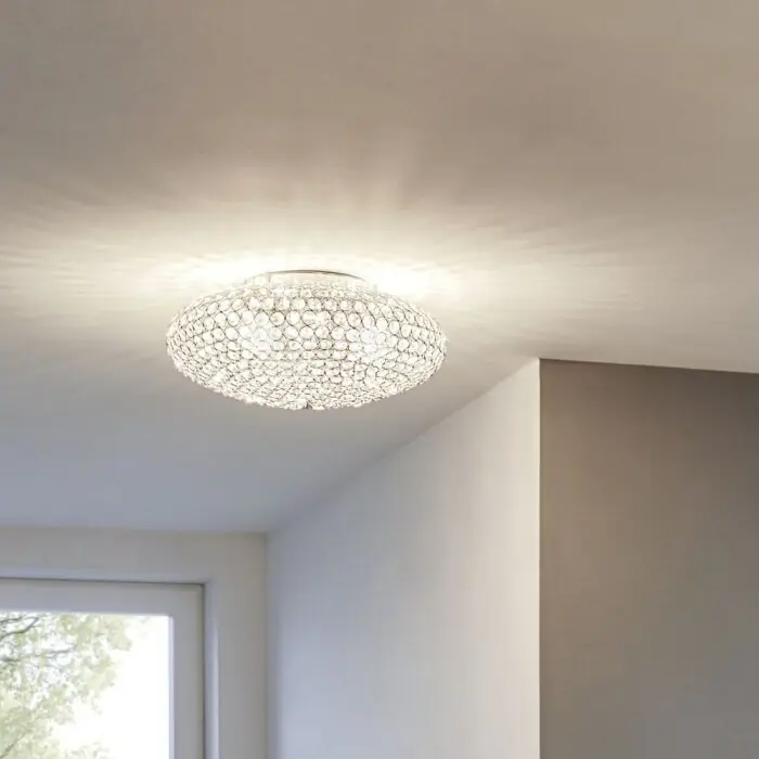 Eglo CLEMENTE Plafondlamp Chroom, Kristaloptiek, 3-lichts Weekendaanbieding