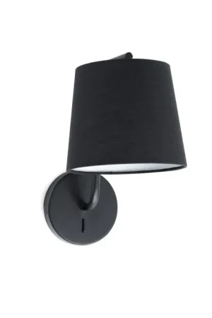 Faro Barcelona Berni Muurlamp Zwart, 1-licht Finale Uitverkoop