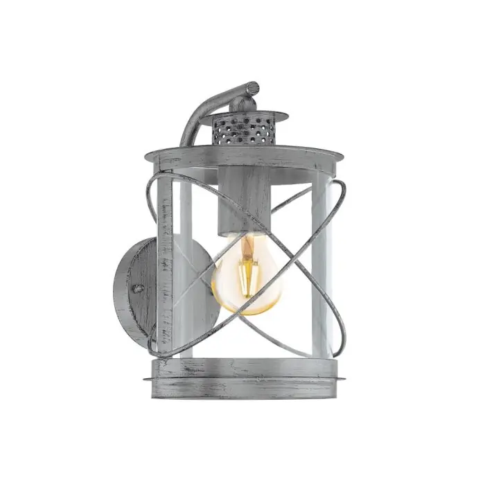 Lage Prijs Eglo HILBURN 1 Muurlamp Donkerbruin, Zilver, 1-licht