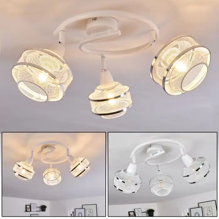 Limassol Plafondlamp Chroom, Wit, 3-lichts Snelle Levering
