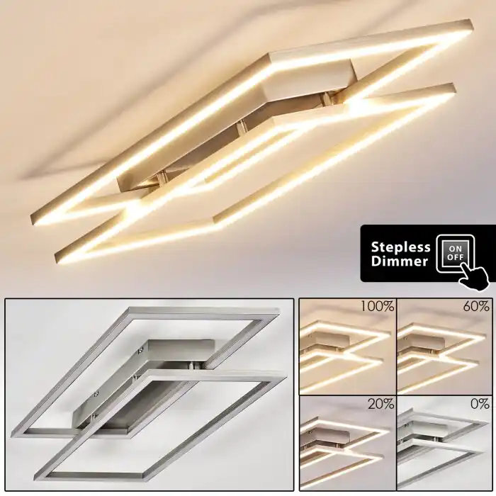 Seizoensaanbieding Veyrier Plafondlamp LED Staal geborsteld, 2-lichts