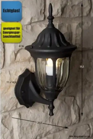 Beperkte Voorraad Rabalux Milano Buiten muurverlichting Zwart, Transparant, Helder, 1-licht