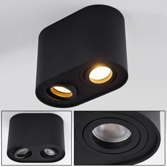 Quimper Plafondlamp Zwart, 2-lichts Speciale Aanbieding