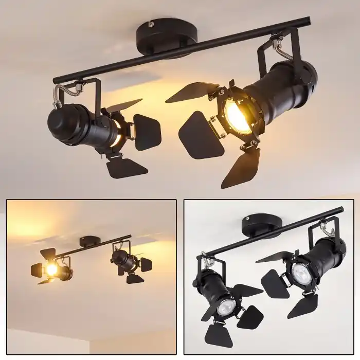 Lichinga Plafondlamp Zwart, 2-lichts Exclusieve Aanbieding