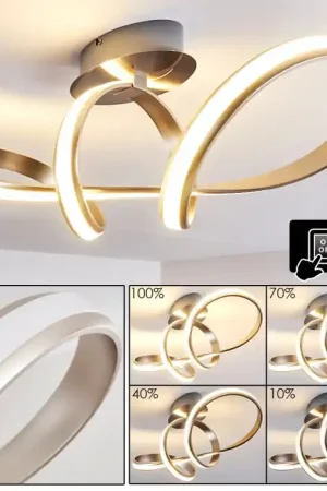 Woyens Plafondlamp LED Staal geborsteld, 1-licht Laatste Versie