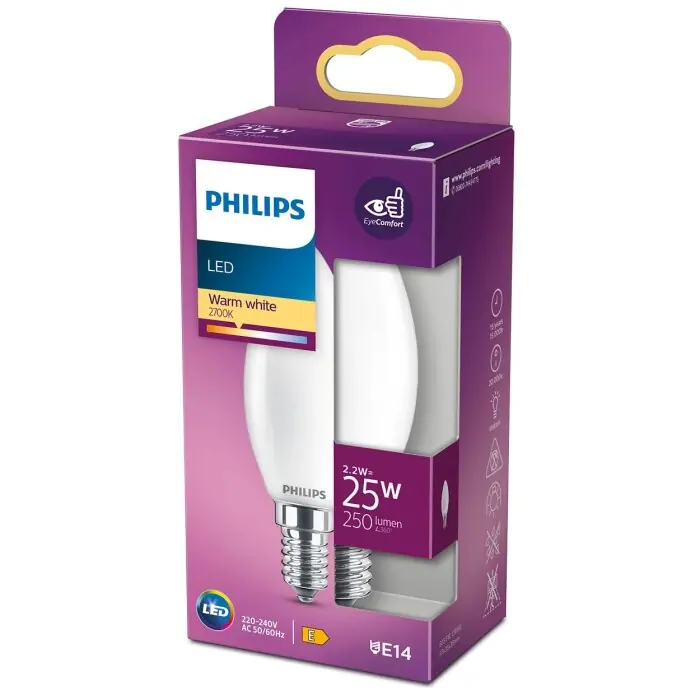 Populair Philips LED E14 2,2 Watt 2700 Kelvin 250 Lumen