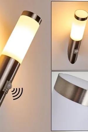 Weekendaanbieding Norburg Buiten muurverlichting Roestvrijstalen kleur, 1-licht, Bewegingsmelder