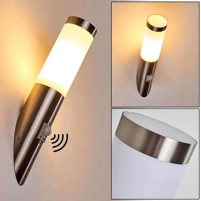Weekendaanbieding Norburg Buiten muurverlichting Roestvrijstalen kleur, 1-licht, Bewegingsmelder