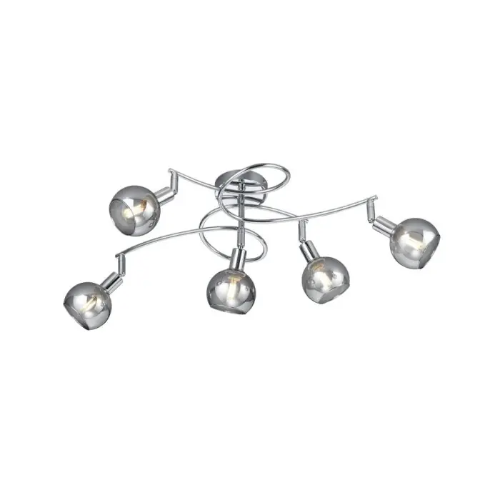 Rechtstreeks Van De Fabrikant Reality BREST Plafondlamp Chroom, 5-lichts
