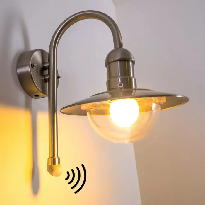 Elima Buiten muurverlichting Roestvrijstalen kleur, 1-licht, Bewegingsmelder Dagaanbieding