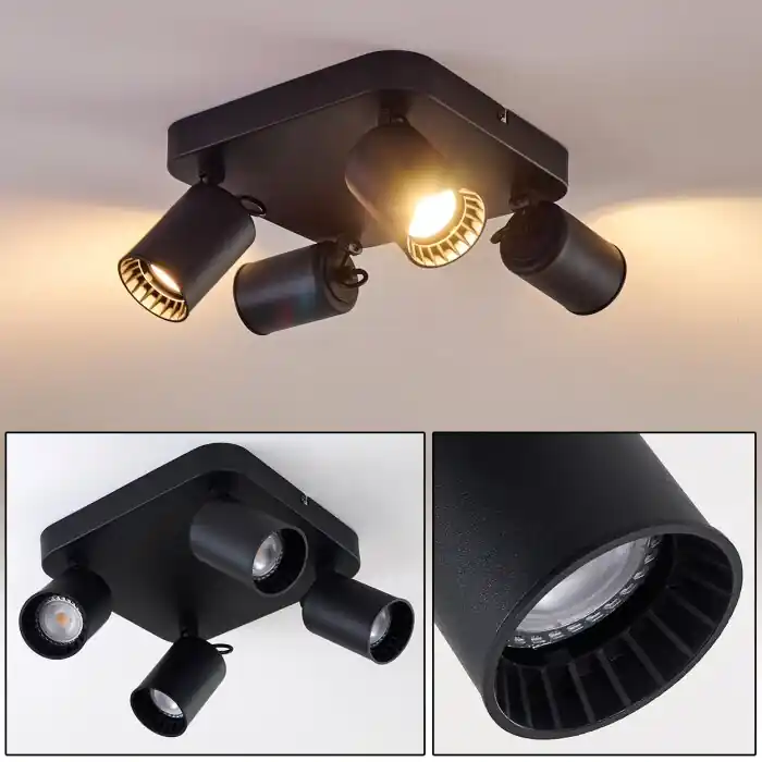 Kullaberg Plafondlamp Zwart, 4-lichts Premium